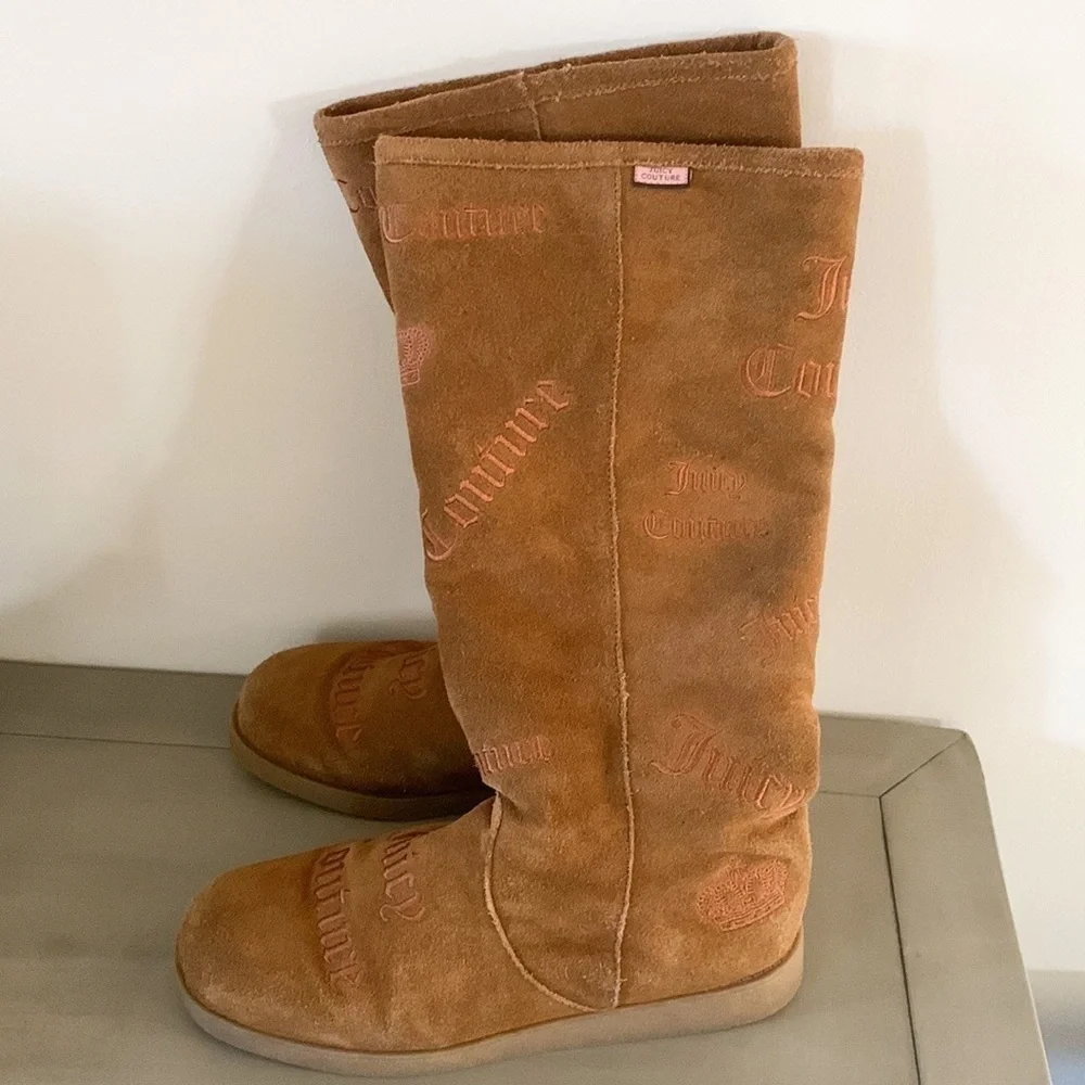 Juice Couture Angel Logo Boots Suede Winter Faux Shearling lining 11